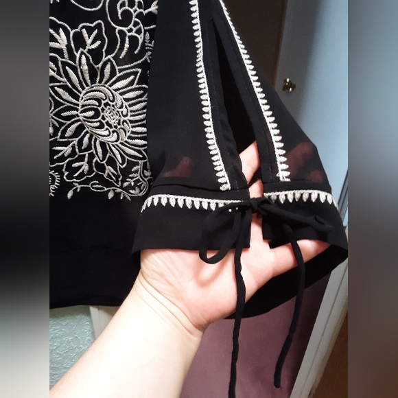 Zahada embroidered kimono sleeve top womens M sheer ❤ - Picture 3 of 7